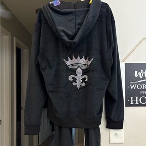 JCPenney Black Jumpsuit with Silver Crown Design